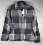 Abercrombie Fitch Flannel Shirt Jacket Shacket Mens M Black Plaid Soft A&F NEW