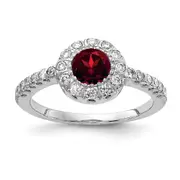 Solid 14k White Gold 5mm Simulated Garnet A CZ Ring