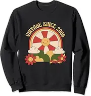 [X.Style] Vintage Since 2006 Retro Sunshine Flower 16th Happy Birthday Sweatshirt ds1281 Sweater (S) Black