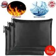 5X Fireproof Waterproof Money Bag Envelope Safe Document Bag Zip File Pouch Case