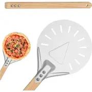 Metal Pizza Pan Durable Pizza Peel Turner Aluminum Pizza Paddle with 16 Inch Long Handle for Pizza Oven Baking Homemade Pizza Bread (7 inch)