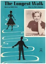 JAYE P. MORGAN THE LONGEST WALK SHEET MUSIC PIANO/VOCAL/GUITAR/CHORDS 1955 NEW