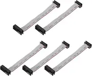 uxcell 5 Pcs IDC Flat Ribbon Cable, 2.54mm Pitch 13mm Width 10cm Long 10 to 16 Pin FC to FC Flat Ribbon Connector Jumper Wire for PC, LED Displays