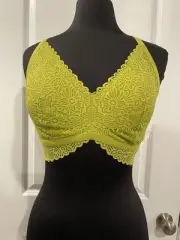 NWT Auden Women's Lace Lightly Lined Crossback Bralette Green XL