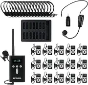 Retekess T130Pro(3nd Gen T130) Wireless Tour Guide System Headsets, Assisted Listening Devices, Noise Reduction,100m/328ft, Translation System for Church (1 Transmitter 15 Receivers)