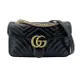 Gucci Marmont 仿舊金雙G皮革斜背/肩背包-26cm(443497-黑)