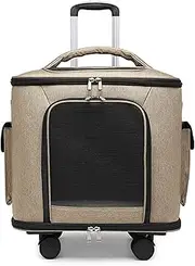 Outdoor Travel Pet Trolley Case,18.9 * 13.4 * 17.7in Large Space,Waterproof And Durable,Wear-resistant Fabric,Built-in Leash,Multi-directional Ventilation Holes,Ventilation And Breathable(Khaki)