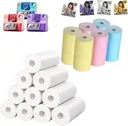 16 Rolls of Kids Instant Refill Paper, Thermal Printing Refill Paper Roll Photo Print HD, Suitable for Most Kids Instant Cameras （10 Rolls of White+6color）