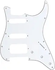 Musiclily Pro 11-Hole Round Corner HSS Guitar Strat Pickguard for USA/Mexican Stratocaster Open Pickup, 3Ply White