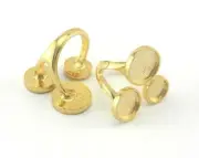 Shiny Gold Plated Adjustable Ring Bezel brass 17.5mm 7US inner size Adjust 3597