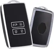HIBEYO TPU Key Fob Cover for Renault Koleos Captur Megane Clio Scenic Talisman Arkana Accessories Key Shell Cover Protector for Renault Key Case Holder Cover-Black