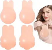 [COODAM] Bra Pasties Nipple Covers with Lift - 2 Pairs Sticky Push Up Invisible Adhesive Bras, Strapless Backless Dress Silicone Bra Pasties Nipple Covers for Women Beige, Beige, m