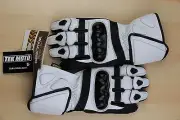 Carbon Fiber Gauntlet White Leather Motorcycle Gloves-half cost of Icon REV'IT!