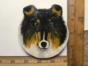 Handmade Wooden Handpainted SHETLAND SHEEPDOG COLLIE ‘SHELTIE’ Coaster/Weight