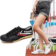 [ZKHD] Unisex Tai-chi Sneakers Martial Arts Shoes, Classic Kung Fu Shoes Breathable Walking Fitness Canvas Sneakers,Black-39EU