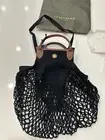 NWT Longchamp Le Pliage Filet Knitted Mesh Crossbody Bag - Black