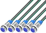 Gebildet 5pcs 6mm 3V-4.5V-5V-6V-7.5V-9VDC LED Metal Indicator Light Waterproof Signal Lamp Pilot Dash Directional Car Truck Boat with Wire(Blue)
