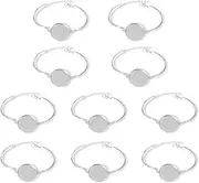 NILLOS Bezel Blank Bracelet, 10 PCS Silver Alloy Adjustable Round Bracelet Trays for DIY Bracelet, Handicrafts Decors (20 x 160 mm/0.78 x 6.3 in)