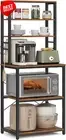 6-Tier Kitchen Baker’s Rack Microwave Stand with Hooks Storage Rustic Brown