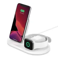 在飛比找蝦皮商城優惠-Belkin 三用無線充電座(白）- iPhone、Appl