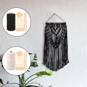74 Pcs DIY Macrame Kit with Cotton Rope Wood Beads Wood Rings Wood Sticks teKcS
