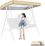 Swing Chair Canopy Replacement, Patio Swing Canopy Replacement Top Cover 3 Seater,Waterproof Top Cover for Hammock Swing Chair Swing Canopy Cover Outdoor,Khaki,19
