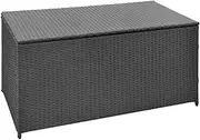 Outdoor Garden Storage Box Black 120x50x60 cm Poly Rattan with Waterproof Lining and Durable Steel Frame, Ideal for Patio Furniture, Deck, Shed, Pool Accessories