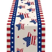 7.4 Patriotics Memorials Day Table Runner Redness Blue White Strips Tablecloth