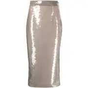 [Prada] Prada Sequinned Midi Skirt 42 IT NEUTRALS/NEUTRALS