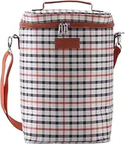 [Leberna] 4 Bottle Wine Gift Carrier, Insulated Leakproof Padded Portable Wine Bottle Bag for Travel, BYOB Restaurant, Wine Tasting, Party, Great Gift for Wine Lover (Plaid, 4 Bottle)