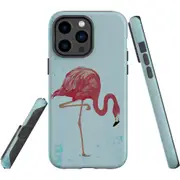 For iPhone 14 Pro Max Case Tough Protective Cover, Vintage Flamingo