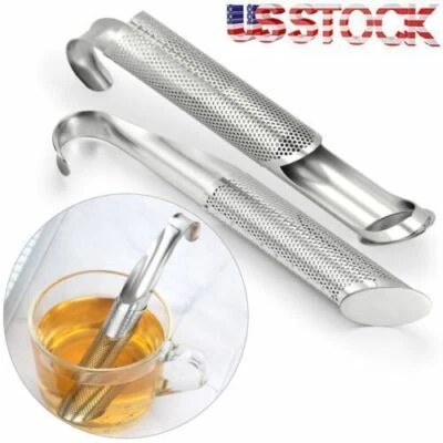 Stainless Steel Tea Diffuser Tea Stick Strainer Tea Infuser Pipe w Hook Handle