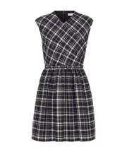 A checkered sleeveless dress FR36 Blue