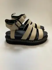 Dr. MArten's Womens Blaire Pisa Parchment Beige Leather Strap Sandals sz 8