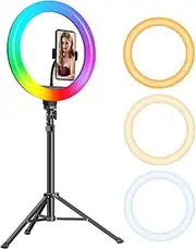 Lighting for Video Recording, Studio Lights Ring Light, Stream Light Photo Light with Tripod Stand, Dimmable Camera Light Video Lighting