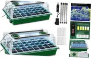 2pcs 80 Cells Seed Starter Tray with Grow Light Indoor Adjustable Brightness