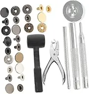 BATHVEVE 1 Set Leather Snap Fastener Kit of Metal Buttons with Tools Colors for Clothing Jackets Jeans DIY Crafts and Accessories