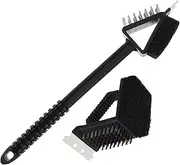 Toddmomy 3 in 1 Set Residue Brush Grill Shovel Scraper Nonslip Handle Long Short Brush for Barbecue Cleaning Random