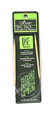 Clover Takumi Bamboo 16 Inch Circular Knitting Needle Size 5