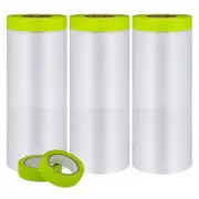 Pre-Taped Masking Film-55inx65ft Tape and Drape Painters Paper Rolls, Plastic...