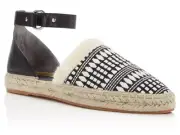 NEW Rebecca Minkoff Vicky Black White Leather Espadrilles Ankle Strap Flats 9.5