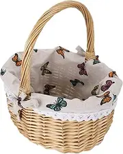 CIMAXIC 1Pc Food Woven Rattan Basket Portable Storage for Outdoor Picnics Wicker Basket for Fruits Vegetables and Snack Organization Durable and Stylish Design