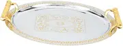 PHENOFICE European Style Stainless Steel Serving Tray for Household Fruits and Snacks Elegant Coffee Table Tray for Entertaining and Home Decor