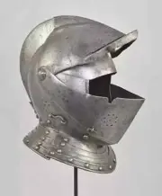 Medieval Knight Close Helmet Battle Ready, 18 Gauge Steel Bassinet Armor Helmet