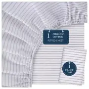 100% Organic Cotton Twin Fitted Sheet, 2-Piece Set (1 Fitted Sheet, 1 Pillowc...