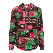 No Boundaries Juniors Christmas Pullover Hoodie, Patchwork Size XS (1)