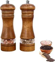 Wooden Salt and Pepper Grinder Set, Refillable Salt and Pepper Mill Set,Manual S