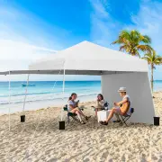 CostwayPop up Canopy Tent with 2 Convertible Sidewalls and UPF50+ UV protection-White