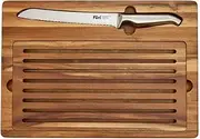 Furi Double Serrated Bread Knife and Bread Cutting Board 2-Piece Set, 40 cm Length x 28 cm Width x 3 cm Height