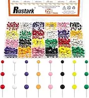 Rustark 720Pcs 8 Assorted Colors Map Push Pins Marking Map Pins Assortment Kit Colored Map Tacks Round Head Push Pin Small Round Head Marking Pins for Bulletin Cork Board Marking Location
